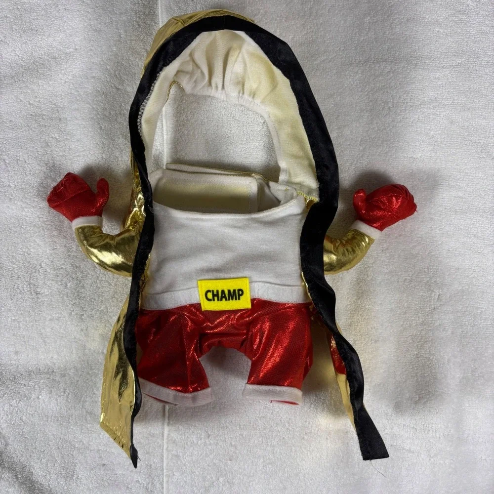 Pet Costume Boxer Champ Dog Cat Outfit Hoodie Red Shorts Gold‎ Robe Small